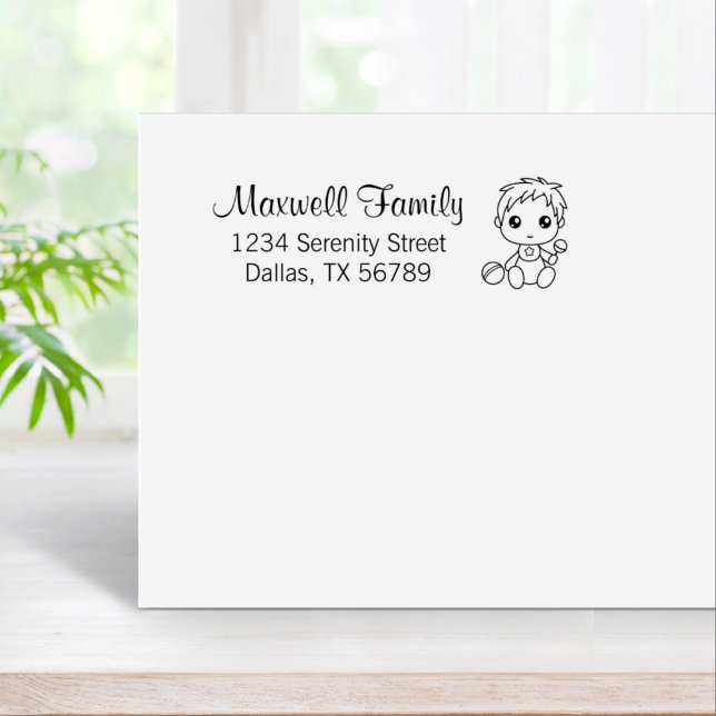 Baby Boy Family Address 2 Rubber Stamp (Creator Uploaded)