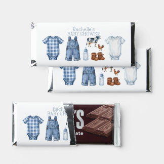 Baby Boy Farm Cow Overalls Boots Rooster Hershey Bar Favors