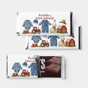 Baby Boy Farm Overalls Red Tractor Barn Straw Hat Hershey Bar Favors