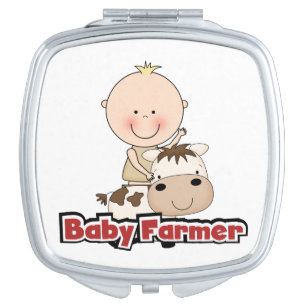 Baby Boy Farmer With Cow Makeup Mirror