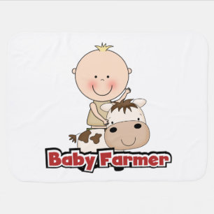 Baby Boy Farmer With Cow Swaddle Blanket