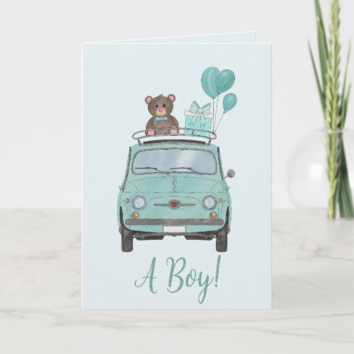 Baby Boy Fiat 500 Congratulations Card