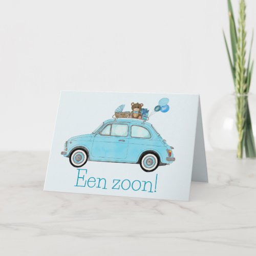 Baby Boy Fiat 500 Dutch Congratulations Card