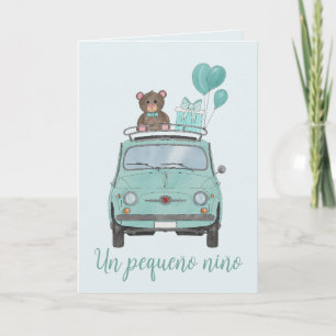 Baby Boy Fiat 500 Spanish Congratulations Card