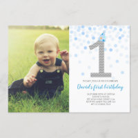 Baby Boy First Birthday Blue Confetti Photo