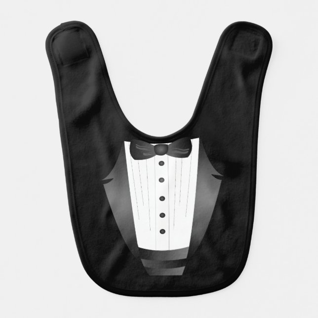 baby Boy First Birthday Bow Tie Black Tuxedo Bib (Front)