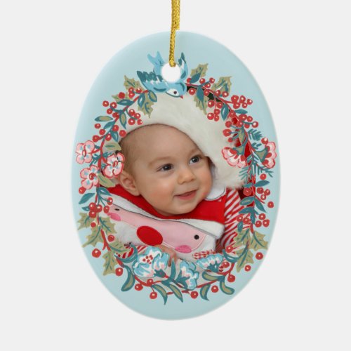 Baby Boy First Christmas 1st Cute Pastel Blue Ceramic Ornament