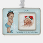 Baby Boy First Christmas Blue Vintage Prince