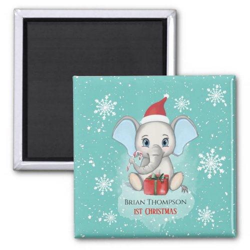 Baby Boy First Christmas Cute Elephant Holidays Magnet