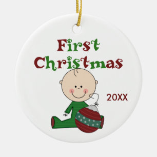 Baby Boy First Christmas Dated Ornament