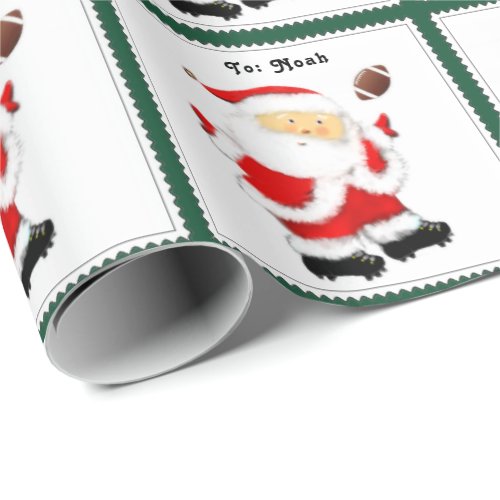 Baby Boy First Christmas Football Wrapping Paper