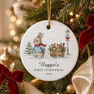 Baby Boy First Christmas Keepsake Personalized Ceramic Ornament
