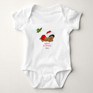 Baby Boy First Christmas Red Santa Hat Baby Bodysuit