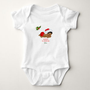 Baby Boy First Christmas Red Santa Hat Bodysuit