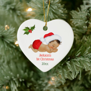 Baby Boy First Christmas Red Santa Hat Ceramic Orn Ceramic Ornament