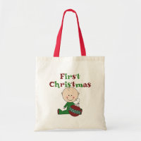 Baby Boy First Christmas Tote Bag