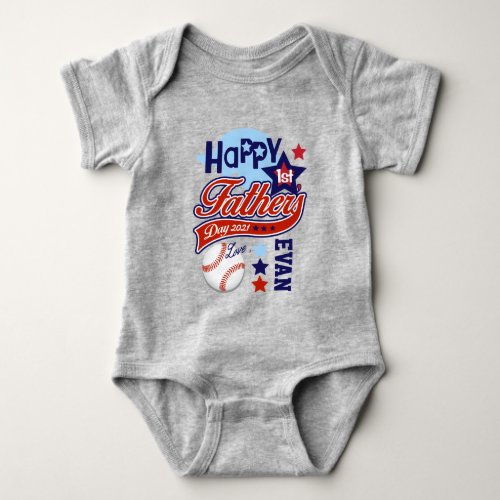 Baby Boy First Fathers Day Baseball Shirt