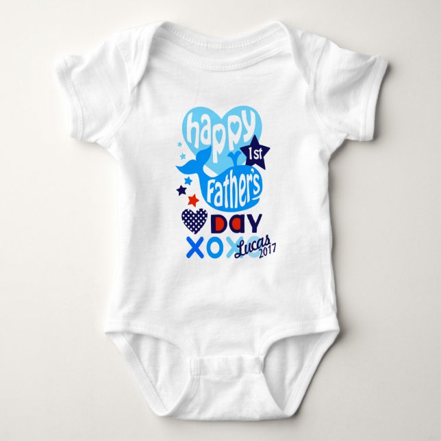 Baby Boy First Fathers Day Whale Shirt (Front)