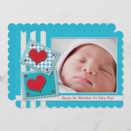 Baby Boy First Valentine Fabric Heart Patches Cute