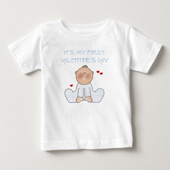 Baby Boy First Valentine's Day Baby T-Shirt (Front)