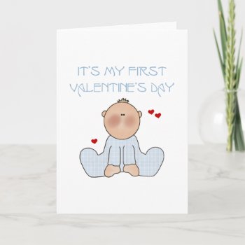 Baby Boy First Valentine's Day Holiday Card by valentines_store at Zazzle