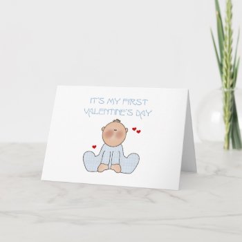 Baby Boy First Valentine's Day Holiday Card by valentines_store at Zazzle