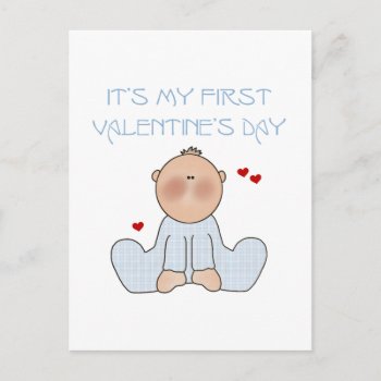 Baby Boy First Valentine's Day Holiday Postcard by valentines_store at Zazzle