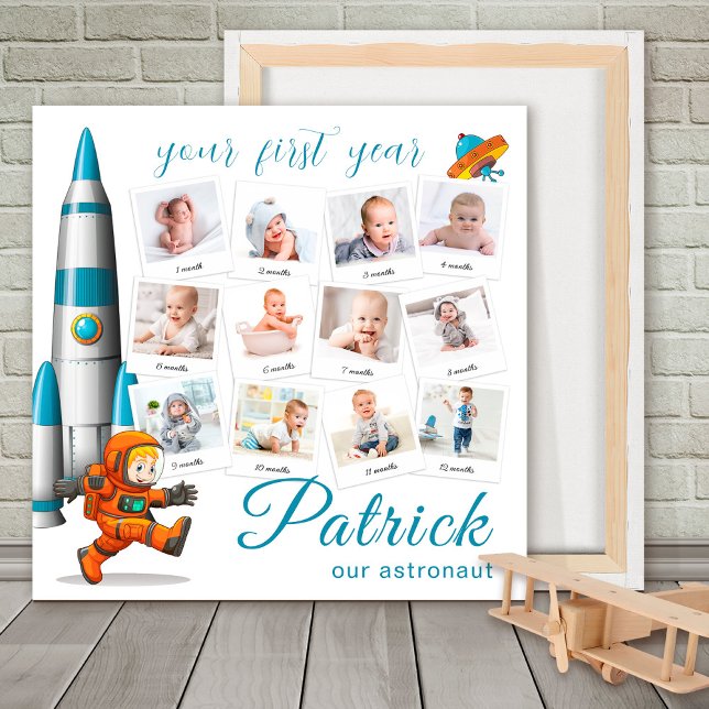 Baby Boy First Year Photo Collage Foam Board (Creator Uploaded)