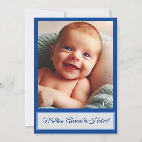 Baby Boy Flat Announcement Card