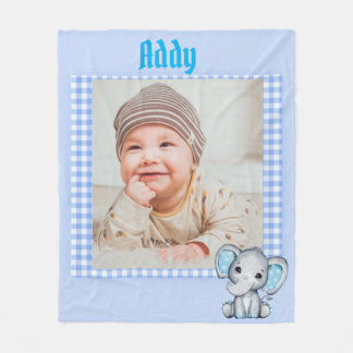 Baby Boy Fleece Blanket with Photo