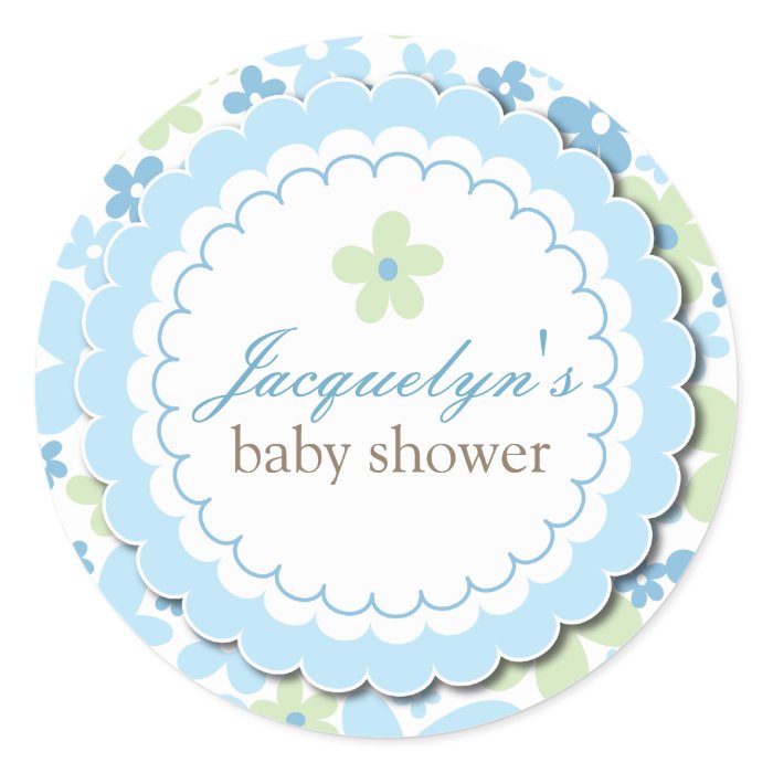 Baby Boy Flower Shower Thank You Favor Sticker stickers by fatfatin 