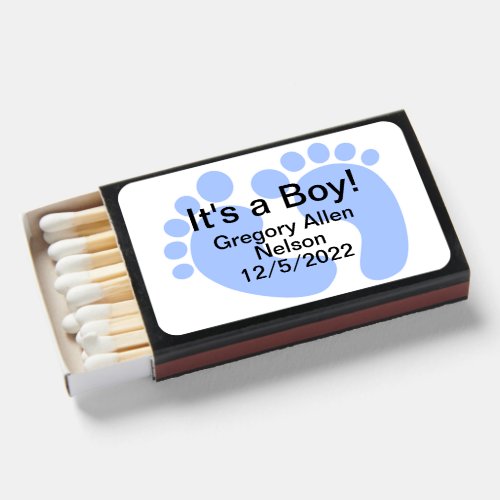 Baby Boy Foot Print Personalized Matchbox Matchboxes