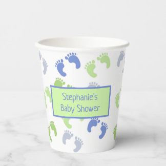 Baby Boy Foot Prints Baby Shower Paper Cups