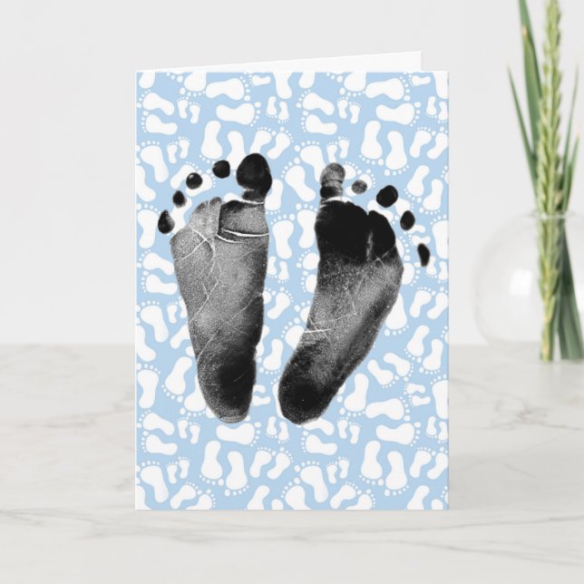 Baby Boy Footprint Congratulations Card (Front)