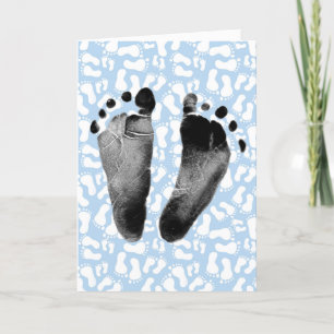 Baby Boy Footprint Congratulations Card