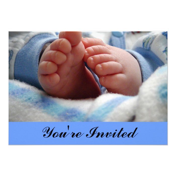 Baby Boy Footprints Baby Shower Invitation