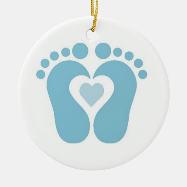 BABY BOY FOOTPRINTS  CHRISTMAS ORNAMENT (Front)