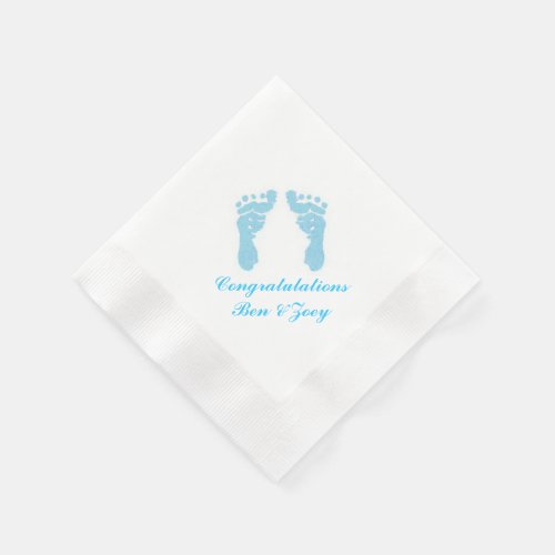 Baby Boy Footprints Paper Napkins