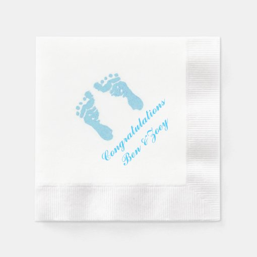 "Baby Boy Footprints" Paper Napkins Zazzle