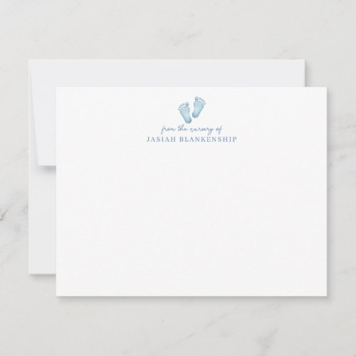 Baby Boy Footprints Stationery From the Nursery of Note Card