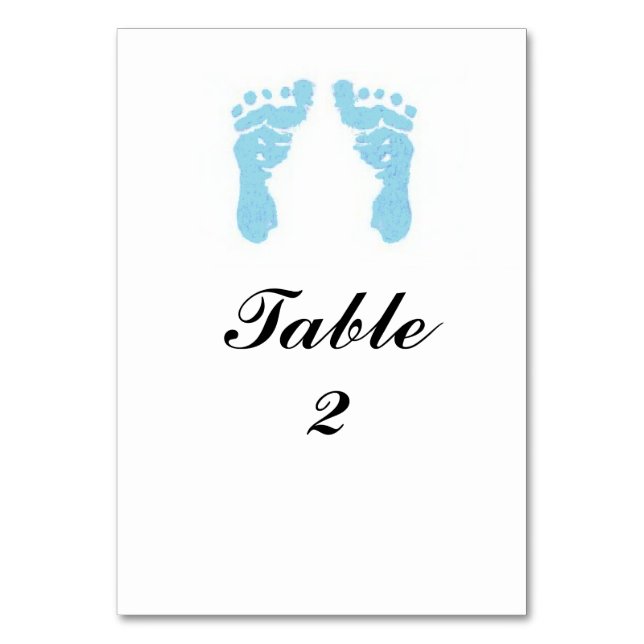 "Baby Boy Footprints" Tablecard Table Number (Front)