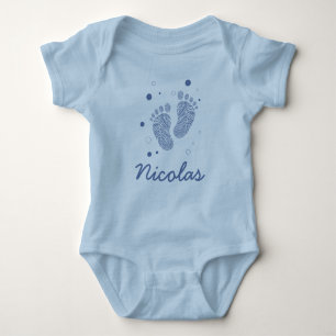 Baby boy footsteps baby bodysuit