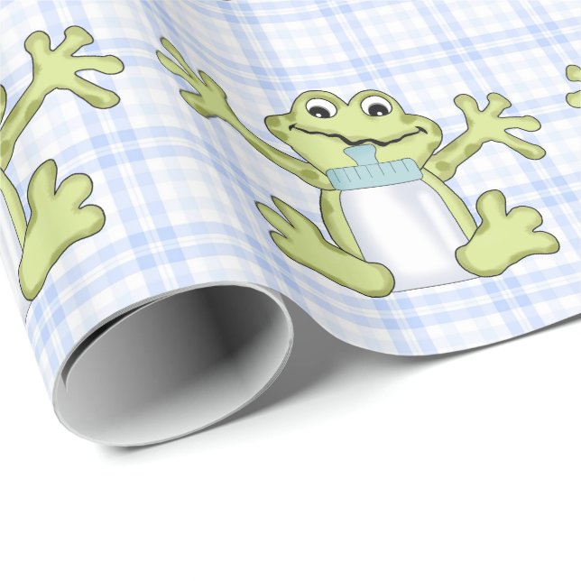 Baby Boy Frog cartoon glossy wrapping paper (Roll Corner)