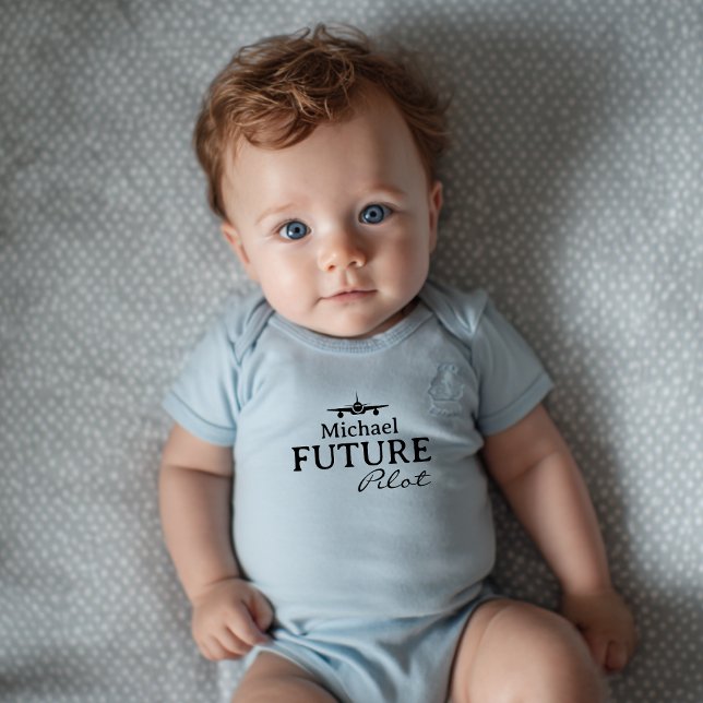 Baby Boy Future Pilot Airplane Blue Personalized  Bodysuit (Creator Uploaded)