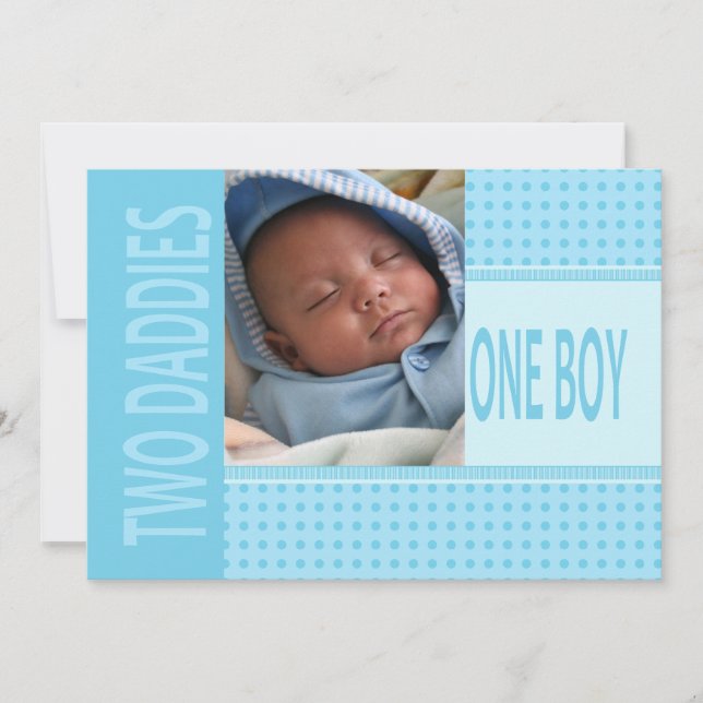 Baby Boy Gay Dads Birth Announcement (Front)