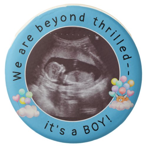  Baby Boy Gender Reveal Blue Ultrasound Photo Chocolate Covered Oreo