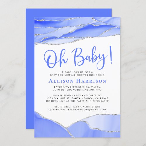 Baby Boy Geode Virtual Shower Invitation