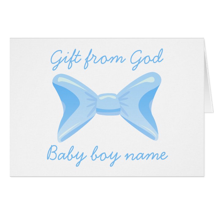 Baby boy Gift God Blue bow Bible verse Greeting Card