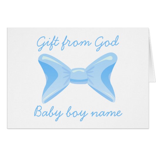 Baby boy Gift from God Blue bow Bible verse Cards (Front Horizontal)