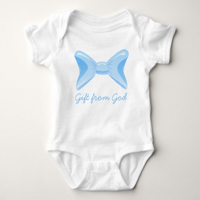 Baby boy Gift from God blue bow Bodysuit (Front)